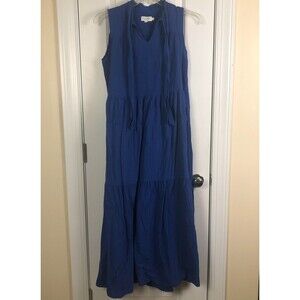 Molly Bracken‎ Sleeveless Blue Maxi Dress Size Small Cottage Boho Coastal Resort